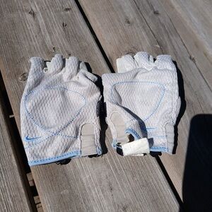 Nike White and Light Blue Sports Gloves